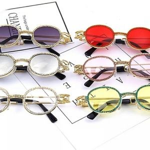 Colorful Small Round Rhinestone Sunglasses